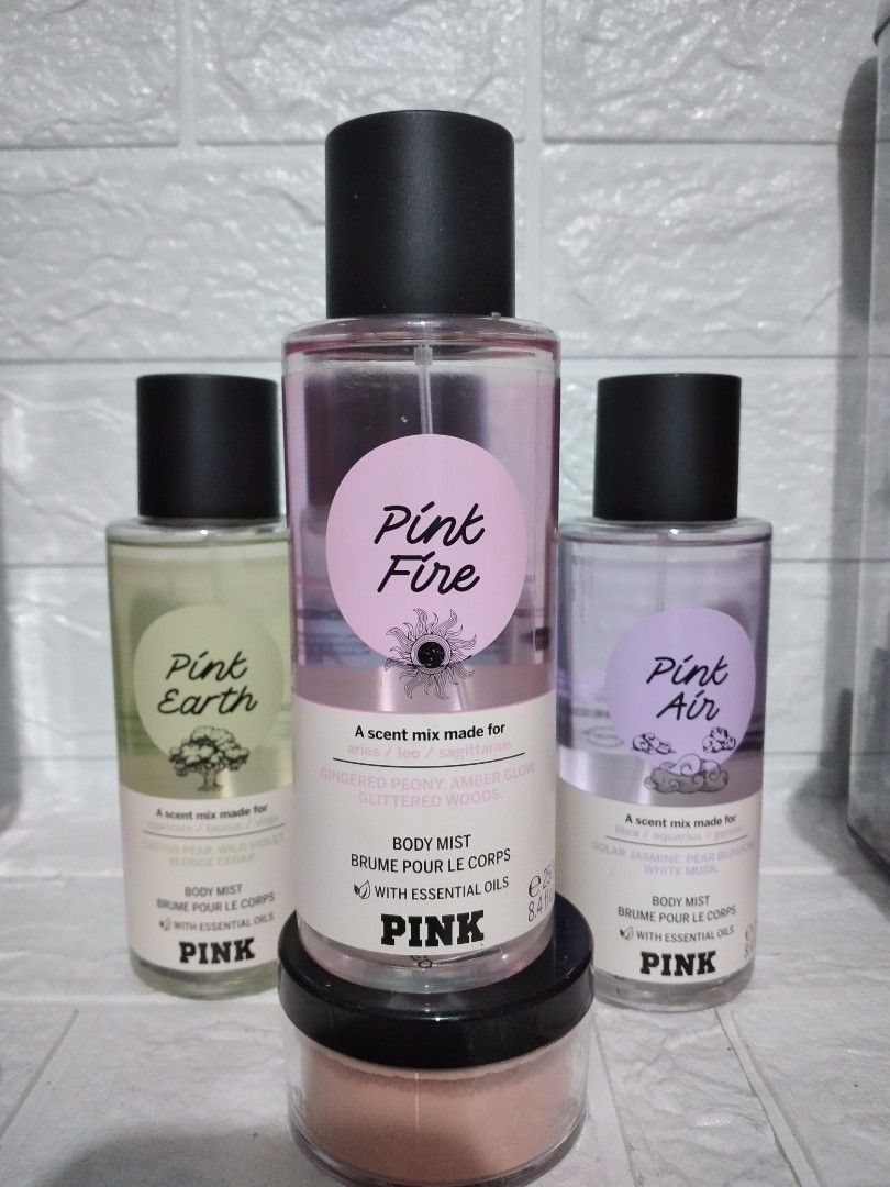 US ORIGINAL PINK BODY MIST 250ML (Category: Fragrance & Deodorants) located in Pateros City. Submitted by ferreronlineshop (Listing ID 1239100108, Image 1). Description: US ORIGINAL PINK BODY MIST WITH ESSENTIAL OIL 250ML *PINK EARTH A SCENT MIX MADE FOR CAPRICORN/TAURUS/VIRGO *PINK FIRE A SCENT MIX MADE FOR ARIES/LEO/SAGITTARIUS *PINK AIR A SCENT MIX MADE FOR LIBRA/AQUARIUS/GEMINI *PINK WATER A SCENT MIX MADE FOR CANCER/SCORPIO/PISCES.