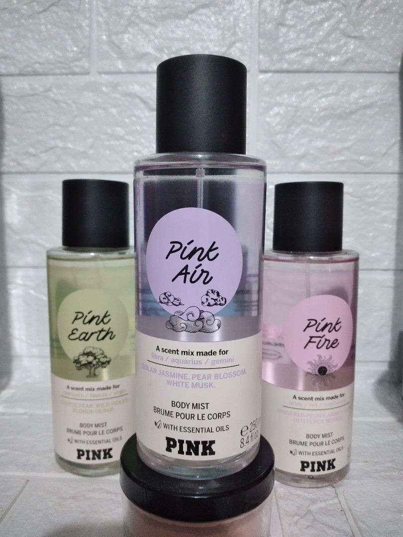 US ORIGINAL PINK BODY MIST 250ML (Category: Fragrance & Deodorants) located in Pateros City. Submitted by ferreronlineshop (Listing ID 1239100108, Image 3). Description: US ORIGINAL PINK BODY MIST WITH ESSENTIAL OIL 250ML *PINK EARTH A SCENT MIX MADE FOR CAPRICORN/TAURUS/VIRGO *PINK FIRE A SCENT MIX MADE FOR ARIES/LEO/SAGITTARIUS *PINK AIR A SCENT MIX MADE FOR LIBRA/AQUARIUS/GEMINI *PINK WATER A SCENT MIX MADE FOR CANCER/SCORPIO/PISCES.