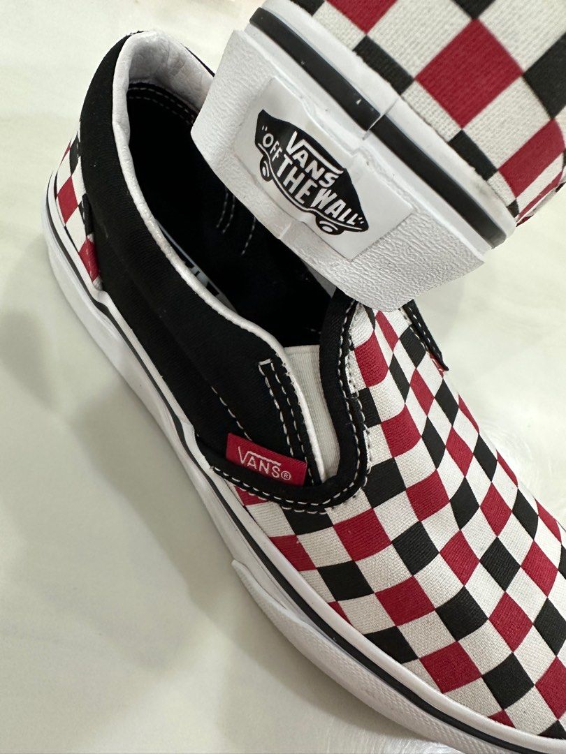 Red checkered vans for kids on sale