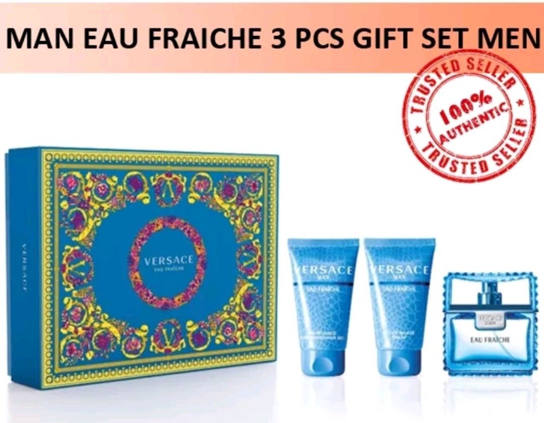 Versace Man Eau Fraiche 3 Piece Gift Set Brand New Authentic, Beauty