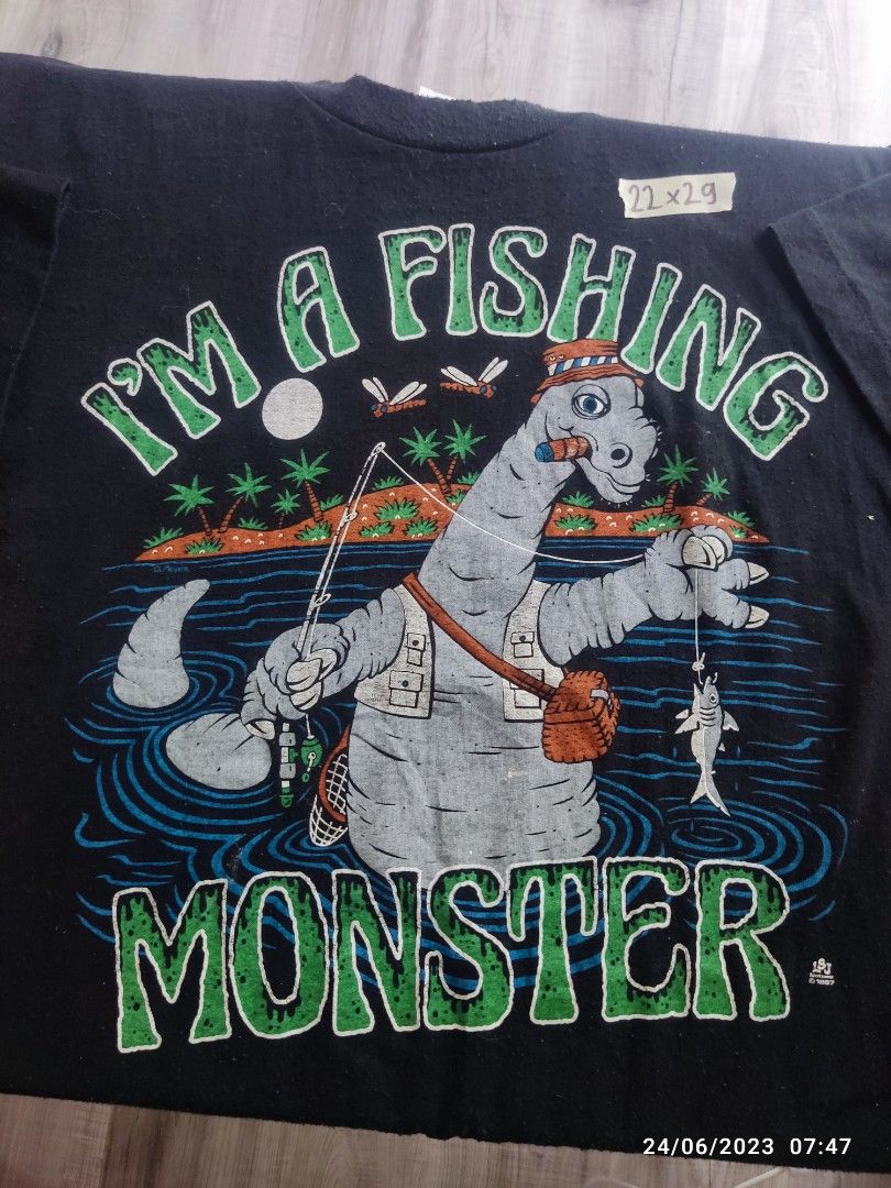 90s vintage usa製 JERZEES fishing monster