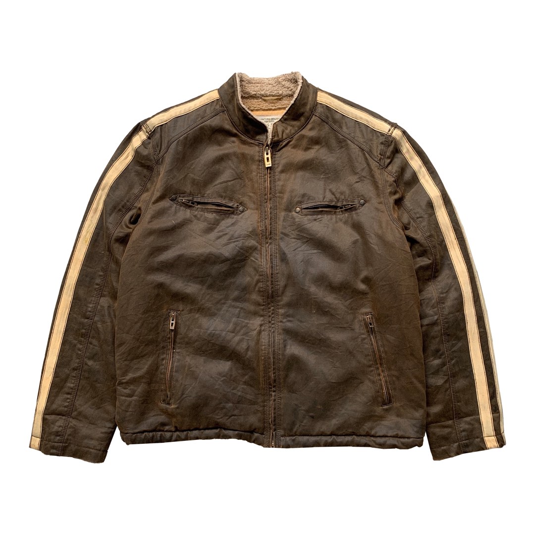 Vintage Guess Faux Leather Jacket Sherpa Lined on Carousell