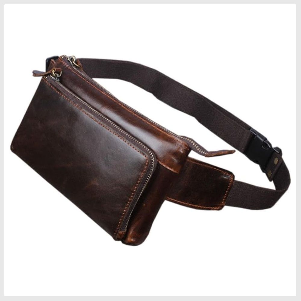 Vintage Leather Fanny Pack Waist Bag for Men Women Travel Hiking