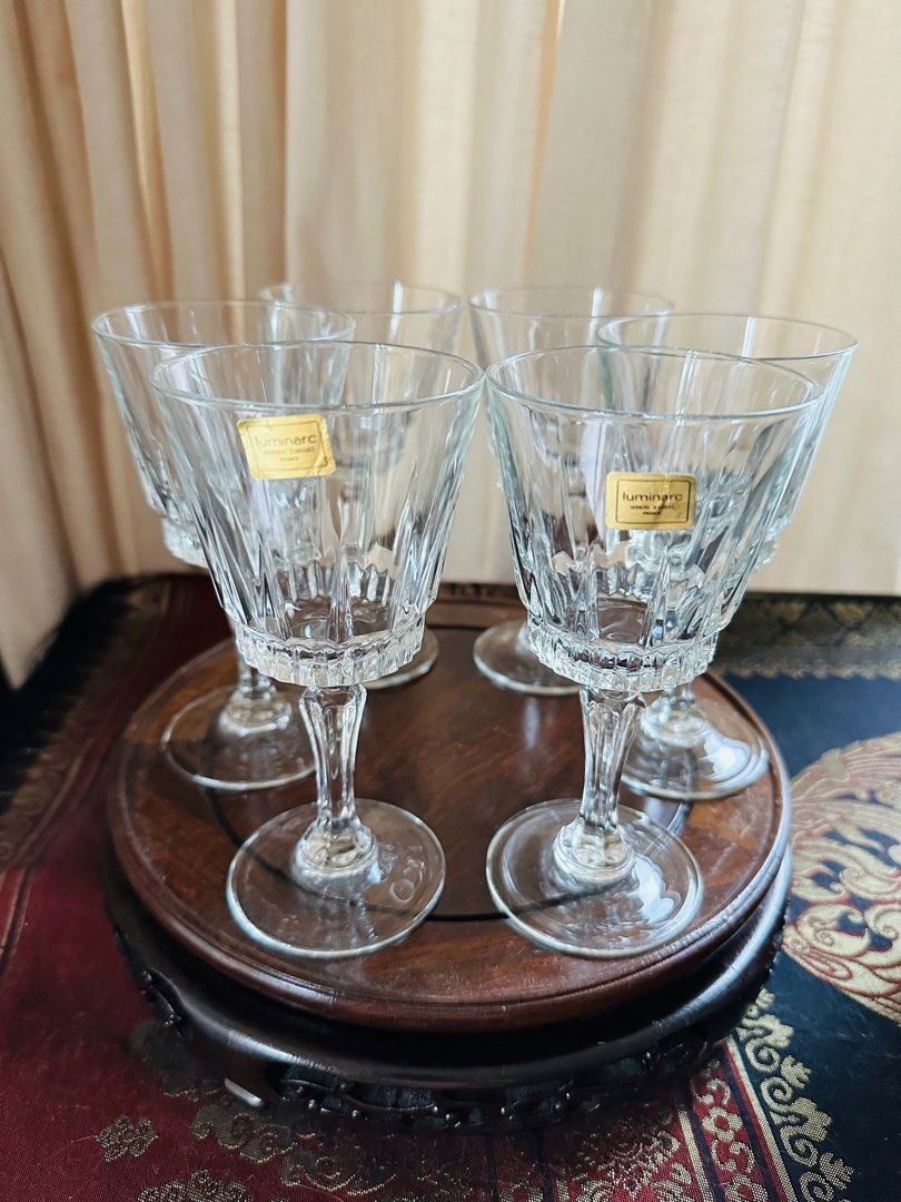 Vintage Luminarc Verrerie Darques France Wine Glasses 