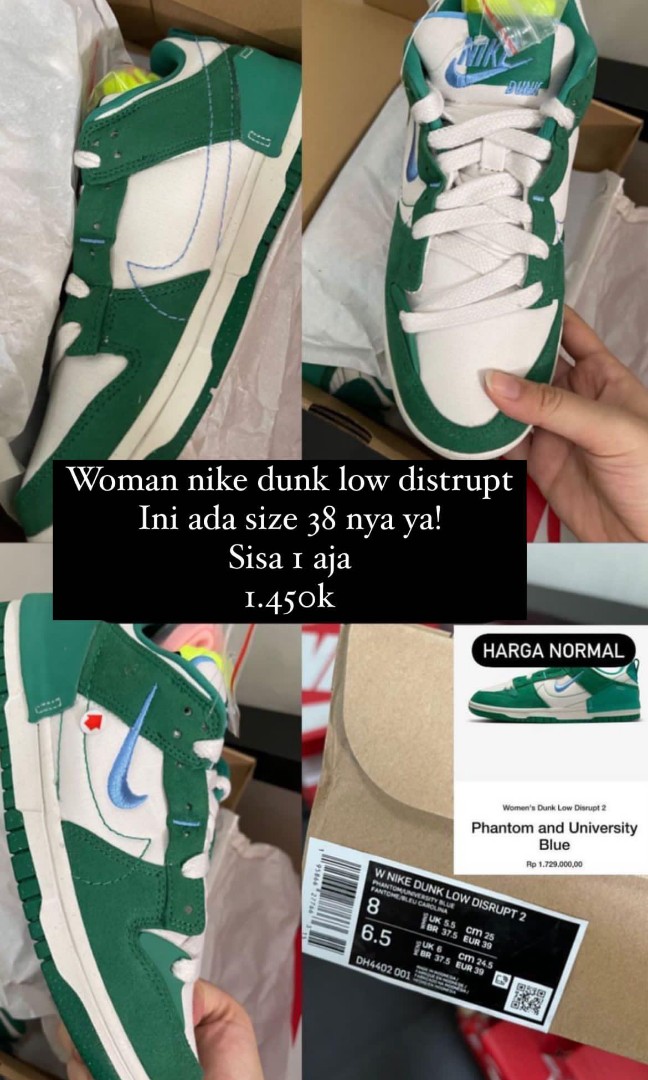 Wmns Nike Dunk Low Disrupt 2 Malachite, Fesyen Pria, Sepatu