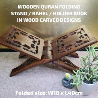 WOODEN QURAN FOLDING STAND / RAHEL / HOLDER BOOK IN WOOD CARVED DESIGNS