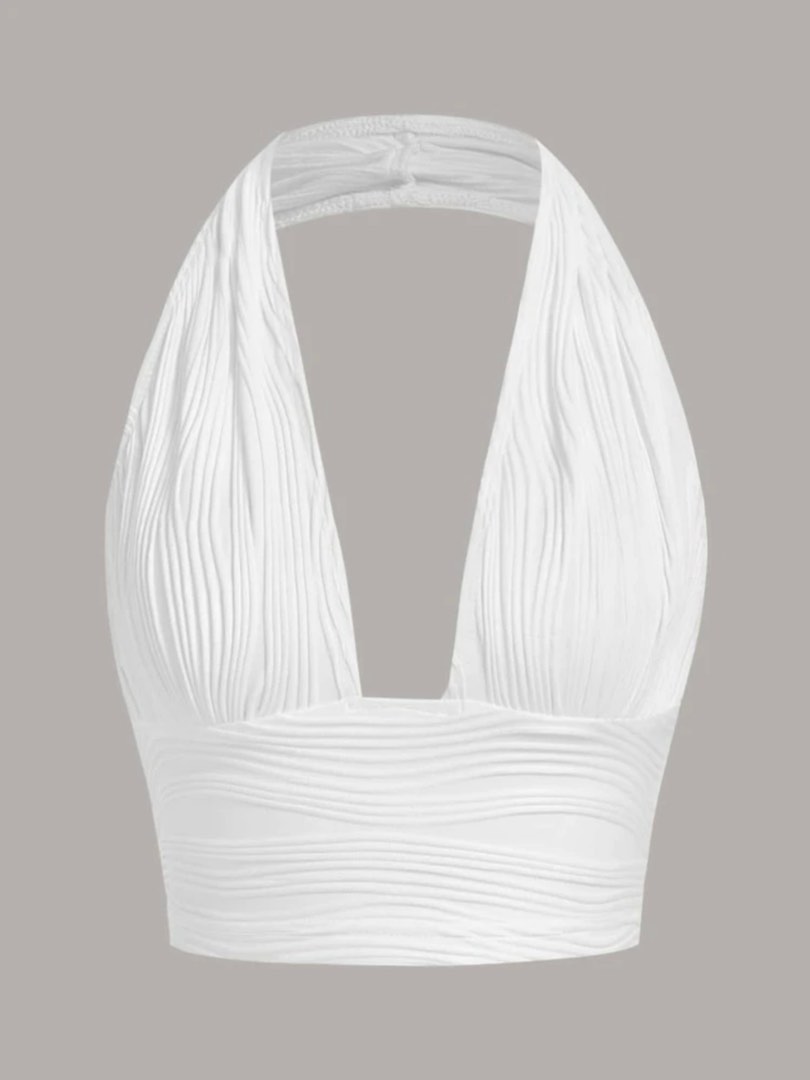 Y2K White Backless Halter Top, Women's Fashion, Tops, Sleeveless on ...
