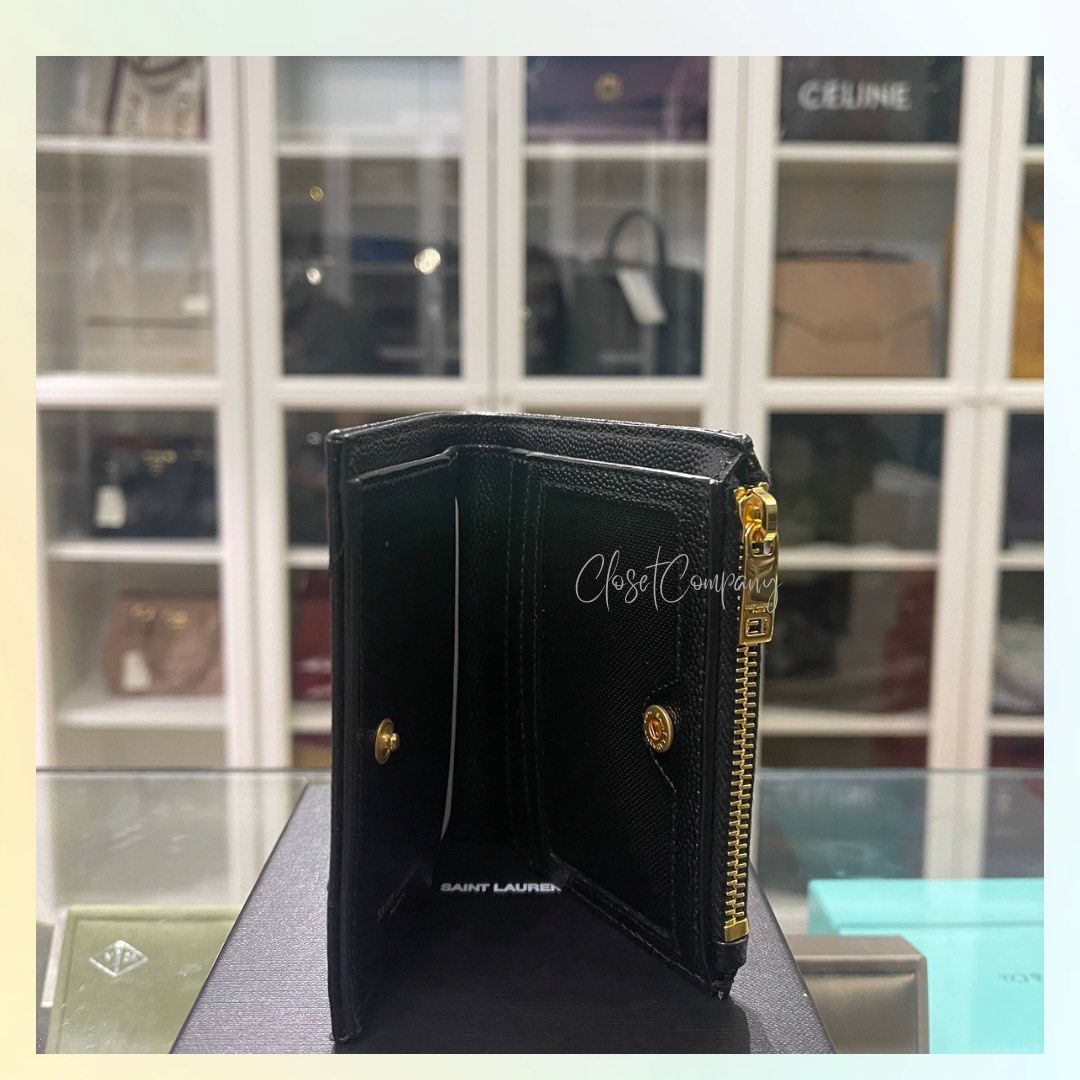 YSL Compact Bifold Wallet Black Gold Hardware on Carousell