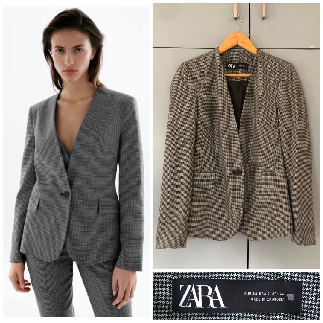 ZARA houndstooth blazer on Carousell