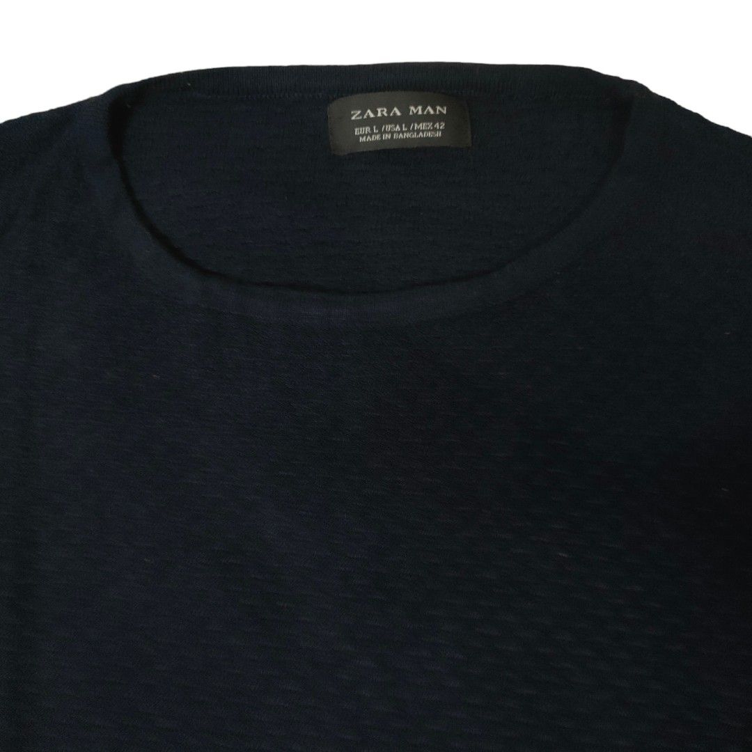 Zara Mens Jumpers Zara Crew Neck Jumper ZARA Mens Jumper Yellow