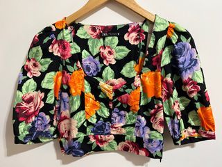 Zara puff sleeve floral top