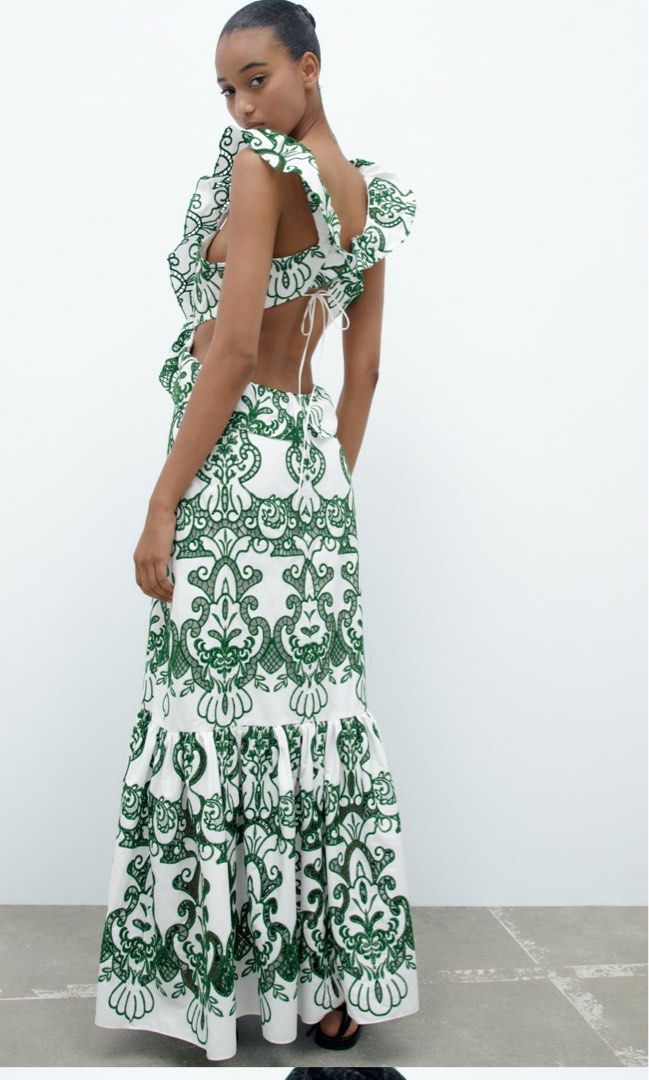 ZARA RUFFLED CUTWORK EMBROIDERED DRESS LIMITED EDITION