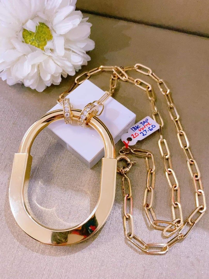 18K Japan Gold Tiffany lock necklace Women s Fashion Jewelry Organizers Necklaces on Carousell