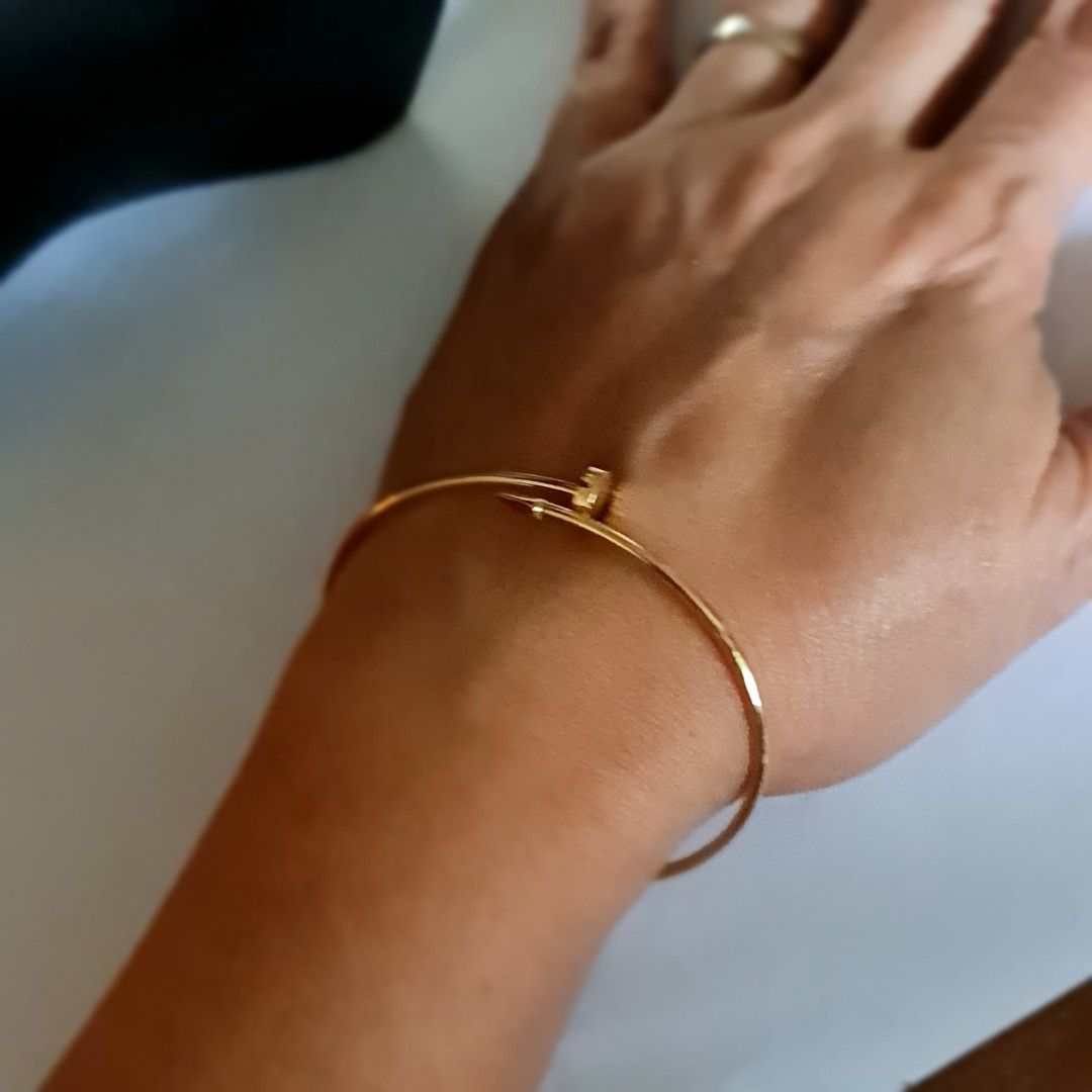 18K Yellow Gold Nail Bangle Women s Fashion Jewelry Organisers