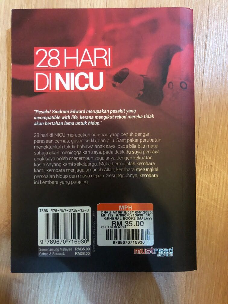 28 Hari Di NICU, Hobbies & Toys, Books & Magazines, Storybooks on Carousell