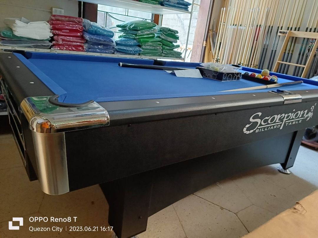 4x8ft Junior Brandnew Black Billiard table (Category: Billiards and Bowling) located in San Pablo. Submitted by reyesbilliardsandaccessories_ (Listing ID 1239156226, Image 1). Description: Brandnew 4x8ft Black Billiard table ▶️ Specification: ✔Pocket: Autoball ✔Sidings: MDF (medium density fibre-board) ✔Slate: MDF (medium density fibre-board) ✔Adjustable leg leveler ✔Corner&side pocket: Metal ▶️ Accessories included ✔Table Cloth [Blue] ✔1 Set. Au