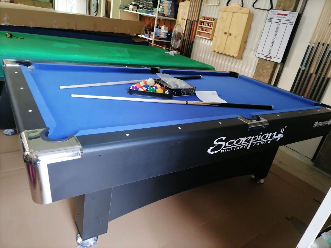 4x8ft Junior Brandnew Black Billiard table (Category: Billiards and Bowling) located in San Pablo. Submitted by reyesbilliardsandaccessories_ (Listing ID 1239156226, Image 2). Description: Brandnew 4x8ft Black Billiard table ▶️ Specification: ✔Pocket: Autoball ✔Sidings: MDF (medium density fibre-board) ✔Slate: MDF (medium density fibre-board) ✔Adjustable leg leveler ✔Corner&side pocket: Metal ▶️ Accessories included ✔Table Cloth [Blue] ✔1 Set. Au