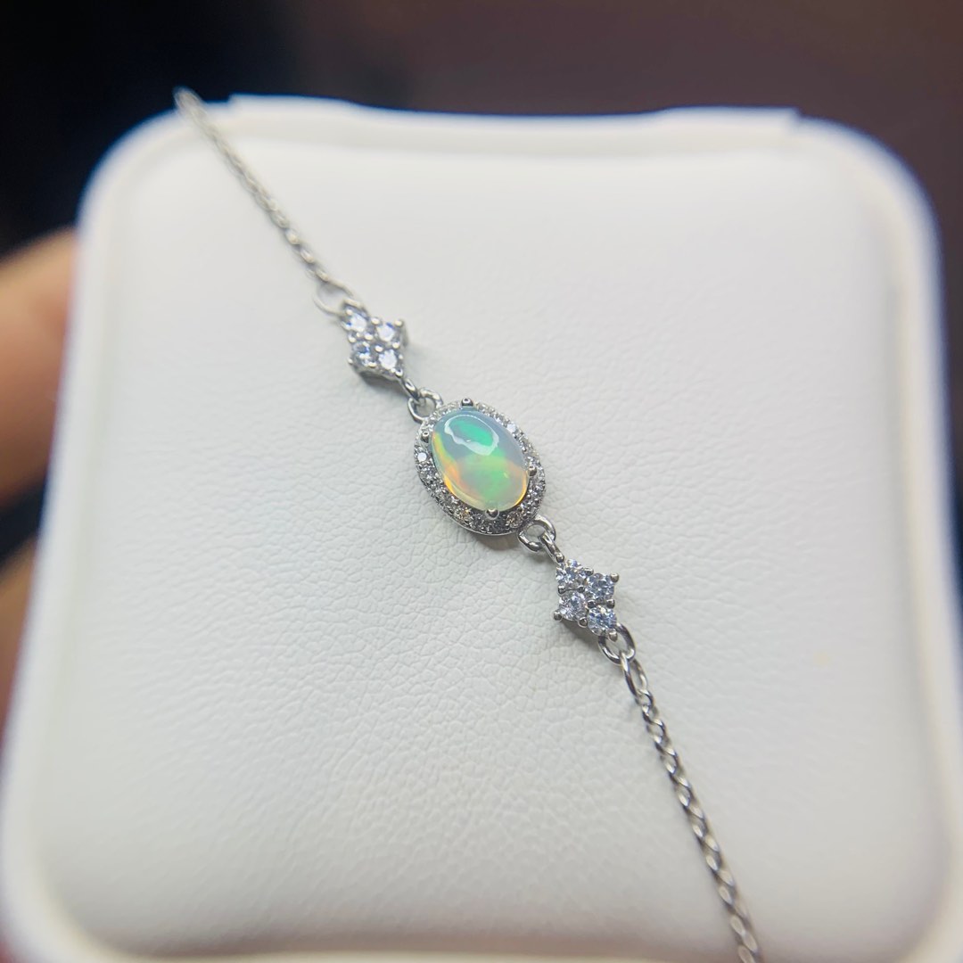 Silver and opal bracelet top