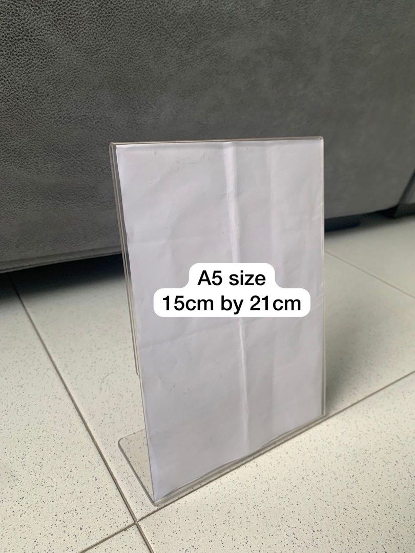 A4 / A5 Acrylic Lshape Plastic Stand, Furniture & Home Living, Home