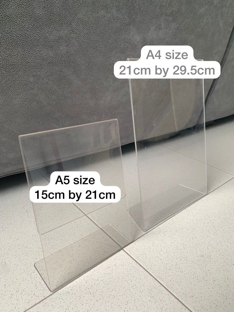 A4 / A5 Acrylic Lshape Plastic Stand, Furniture & Home Living, Home