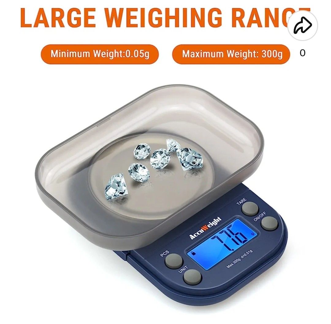 AccuWeight Digital Gram Scale for Weed with 300g/0.01g Limit Small Pocket  Coffee Scale with High Accuracy, School Powder Jewelry Scale with Tare and