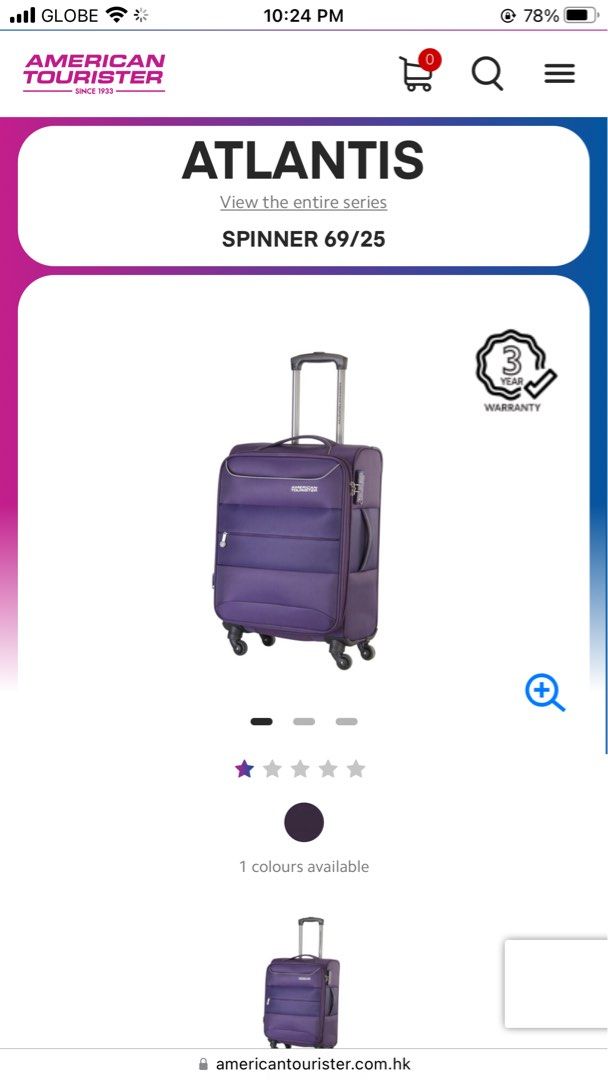 American Tourister Atlantis Canvas Spinner 57 20 Purple