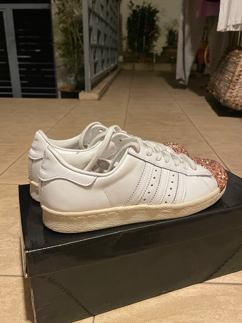 Rose gold and online white adidas shoes