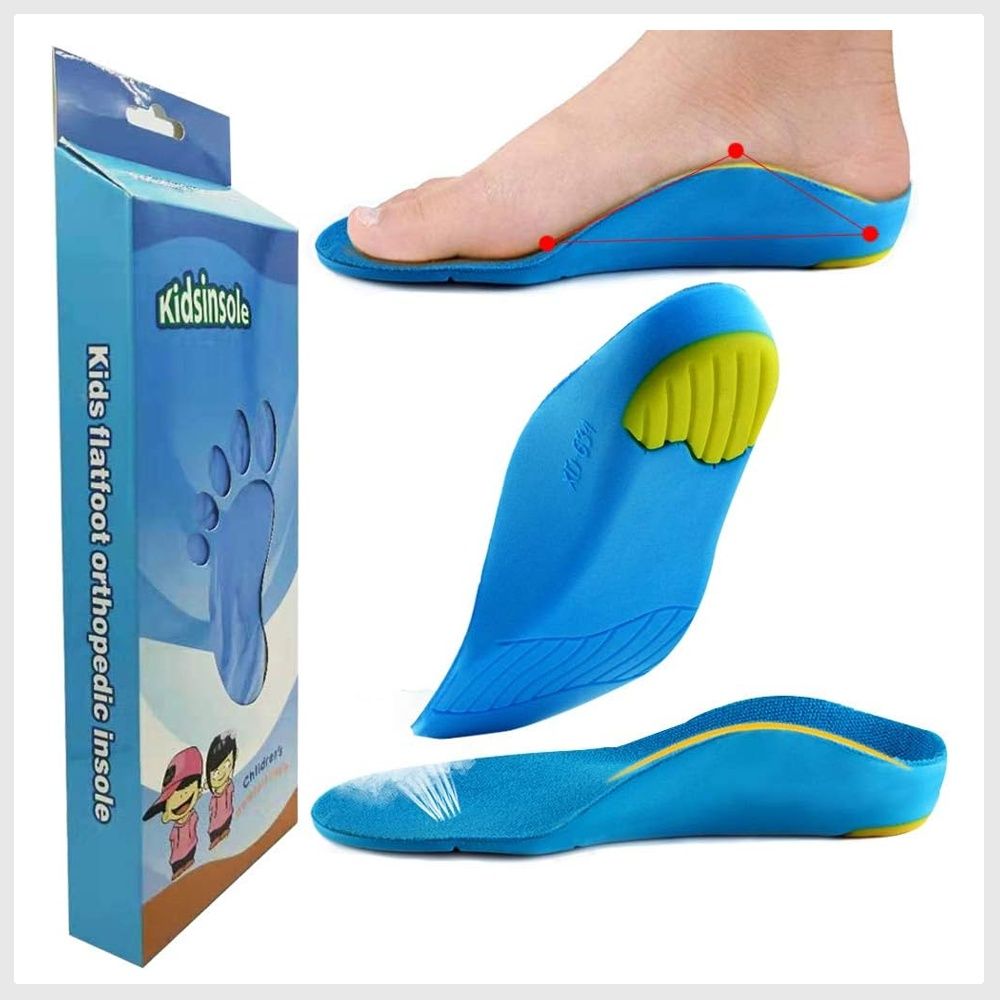 Bacophy Kids Orthotic Arch Support Shoe Insoles Children Pu Cushioning Inserts Shock Absorption Velvet Surfaces Deep Heel Cup Inner Sole for Flat