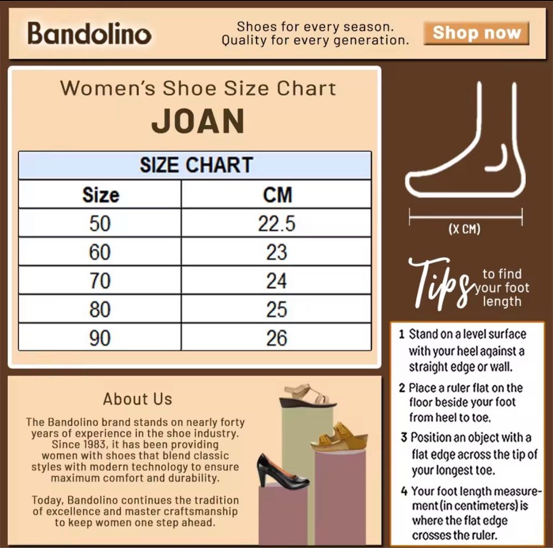 Bandolino size chart 2025