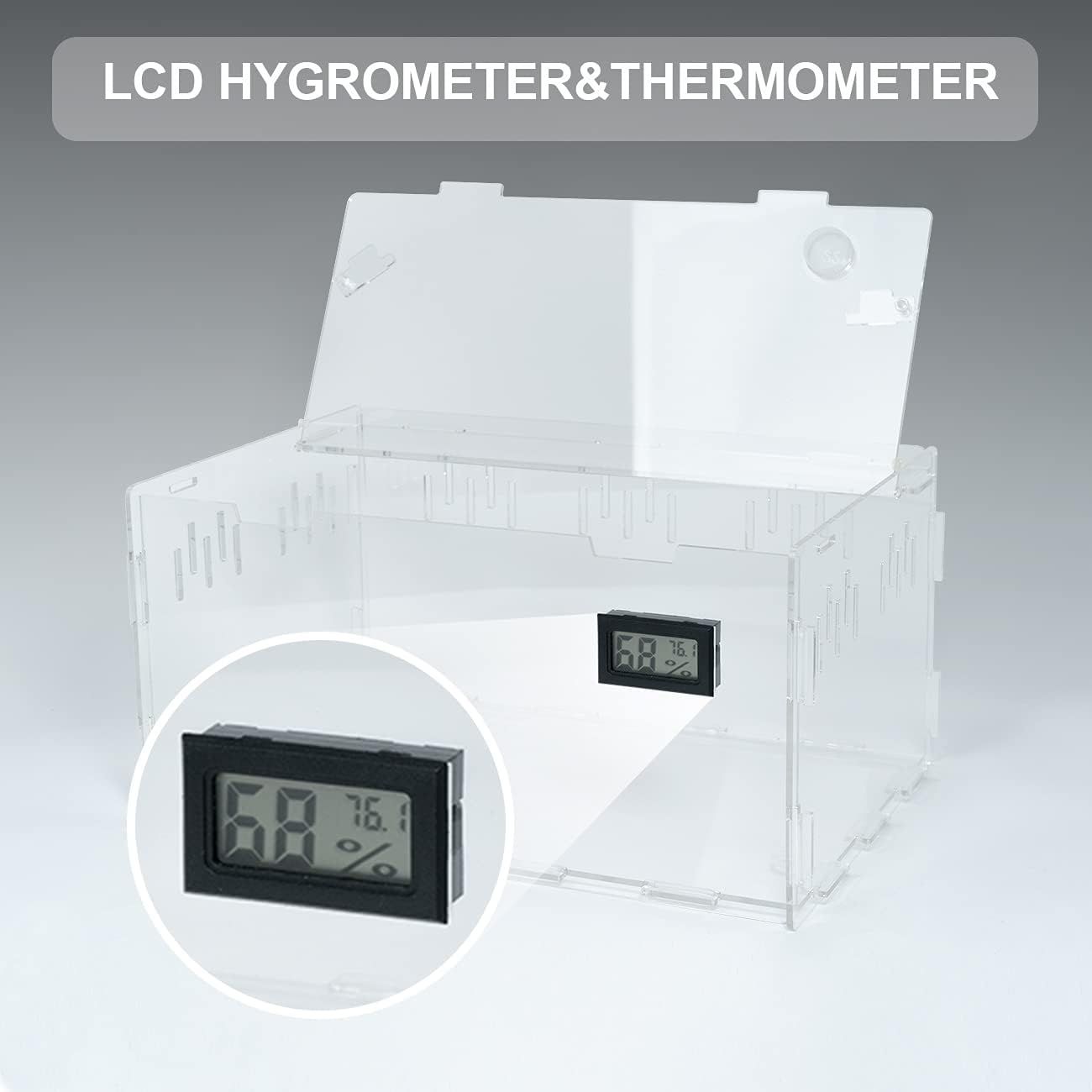 REPTI ZOO 360 Rotation Mini Digital Thermo-Hygrometer Reptile Terrarium  Temperature Gauge, 2 count