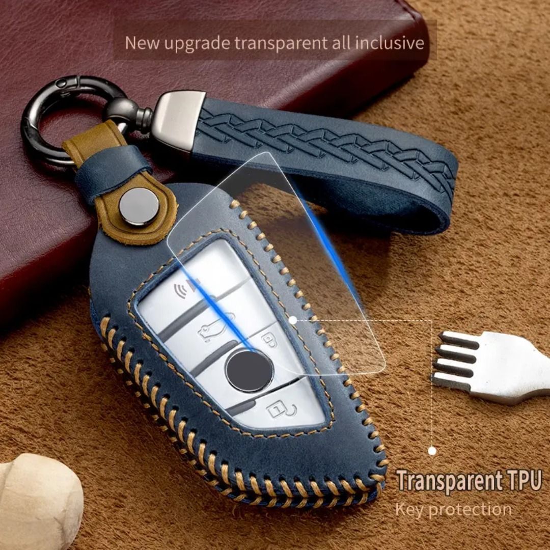 BMW Leather Car Key Fob Cover Crazy Horse Leather Car Key Remote Holder Keychain Car Key Accessories 1 Series 2 Series 3 Series 4 Series 5 Series X1 X3 X4 X6 Car Accessories Accessories on Carousell