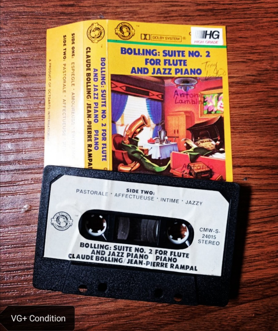 Bolling Suite No. 2 For Flute ans Jazz Piano Cassette Tape Original
