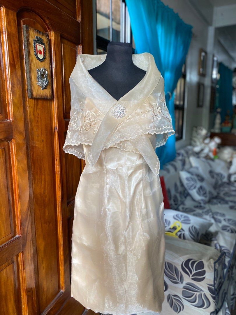 Modern filipiniana dress with shawl discount