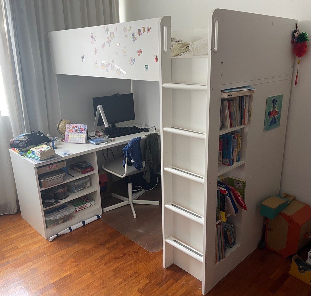 IKEA bed with desk mattress & chair included, Furniture & Home Living