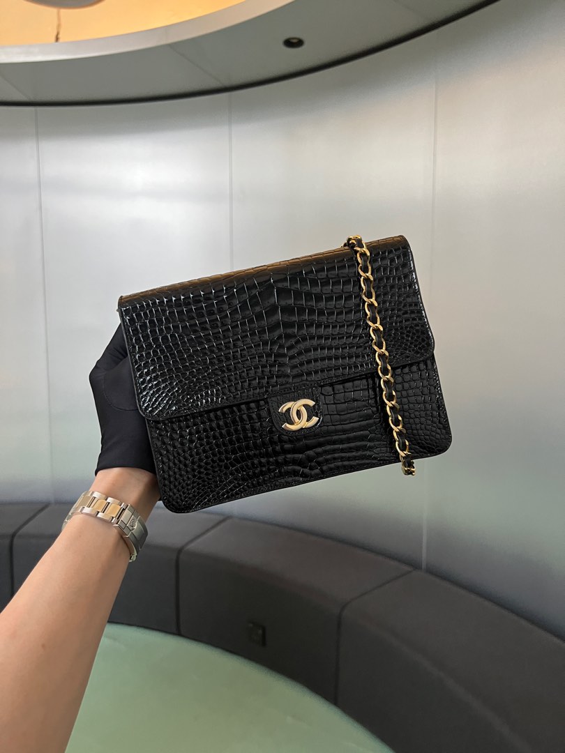 Chanel Crocodile Vintage Square Flap, Luxury, Bags & Wallets on Carousell