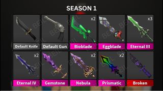 Selling mm2 weapons for  gift cards!! I have more weapons I
