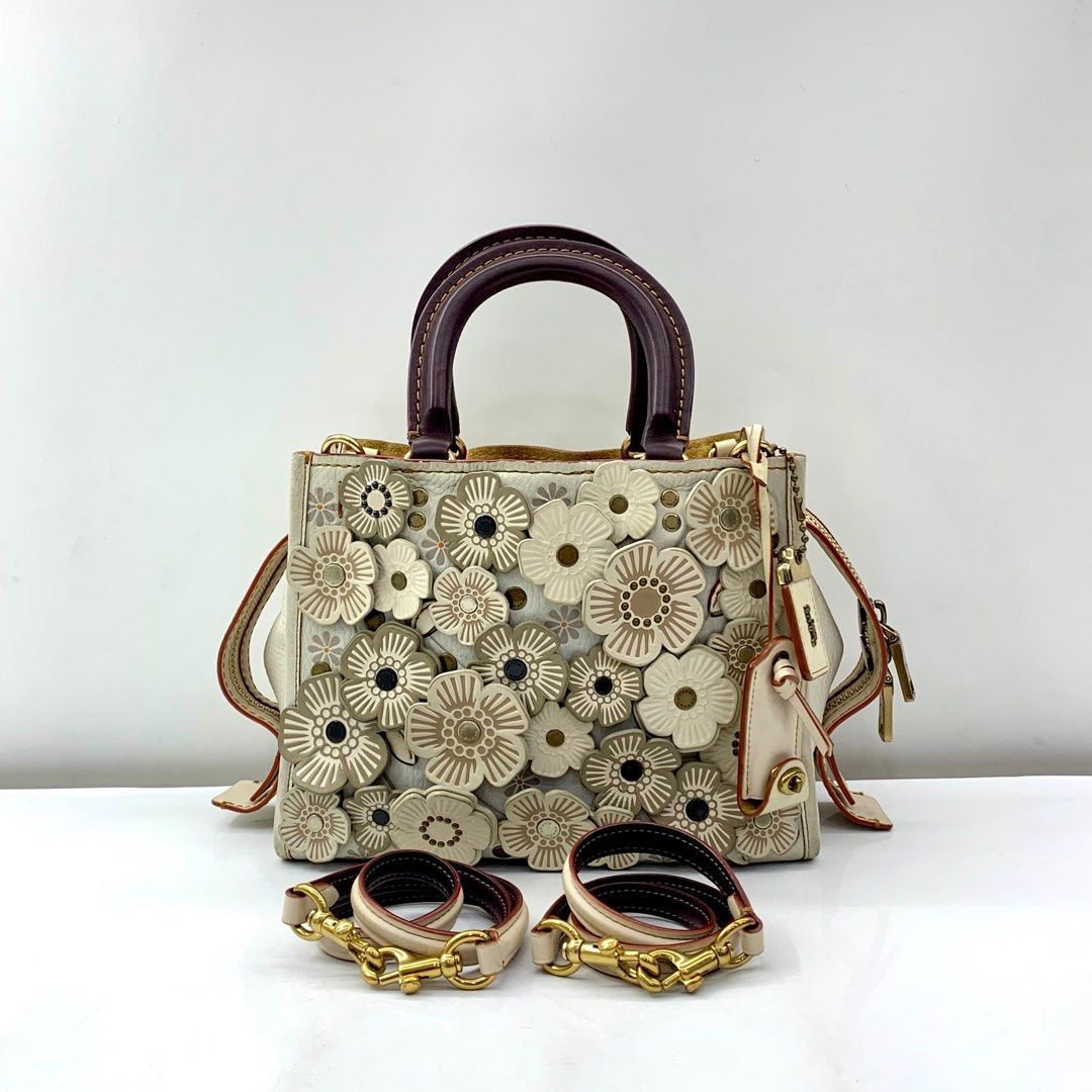 Coach tea rose hot sale applique rogue bag
