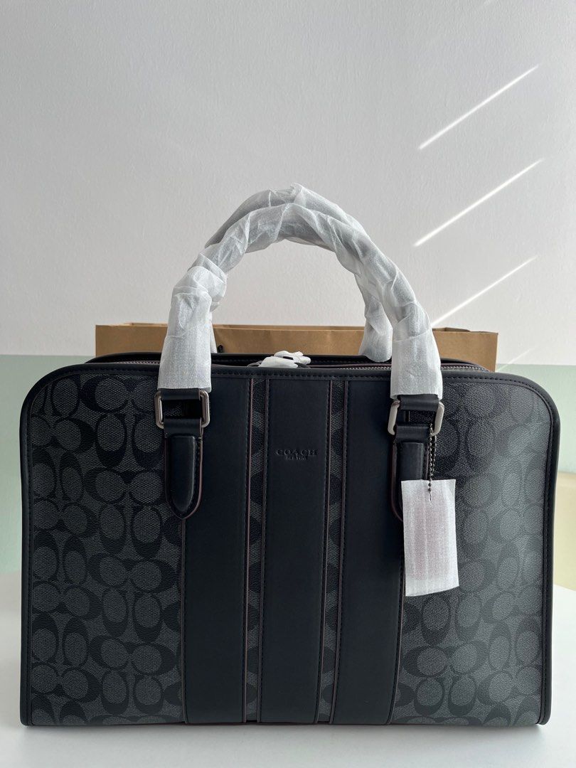 Coach Laptop Bag Coach Briefcase Coach Bond Brief in Signature Canvas (Coach F23212), Men's