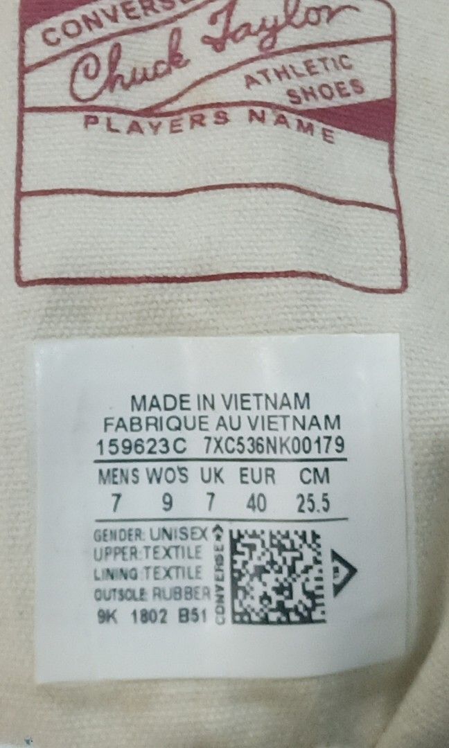Tag size converse original sales
