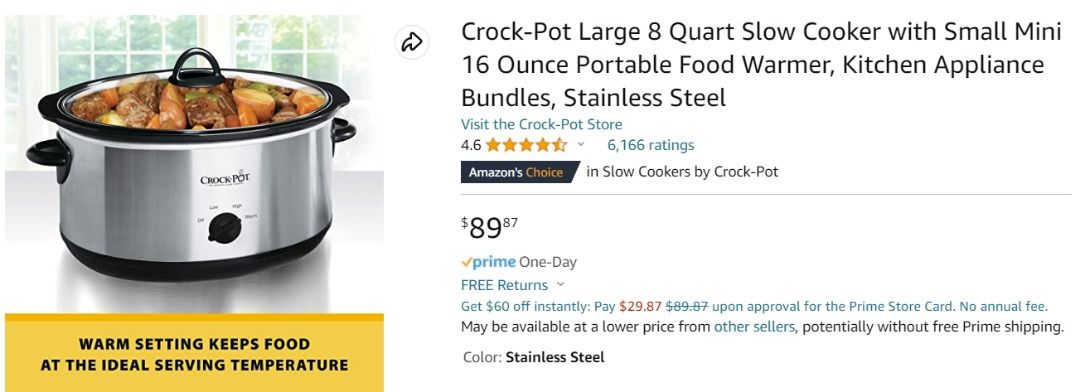  Crock-Pot Large 8 Quart Slow Cooker with Small Mini 16