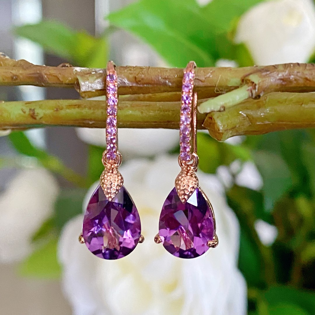 Gold and cheap amethyst earrings