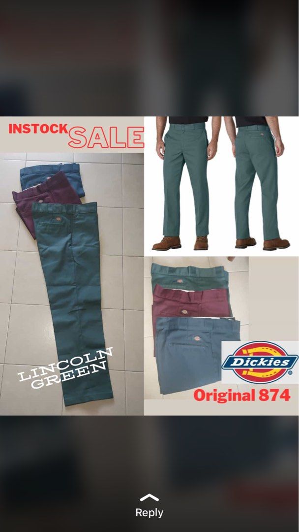 Dickies Original 874 Work Pants - Lincoln Green, Men's Fashion, Bottoms,  Trousers on Carousell