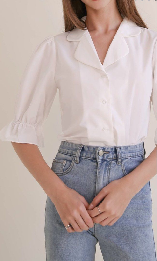 White Girl Shirt, Scallop Collar main image 1