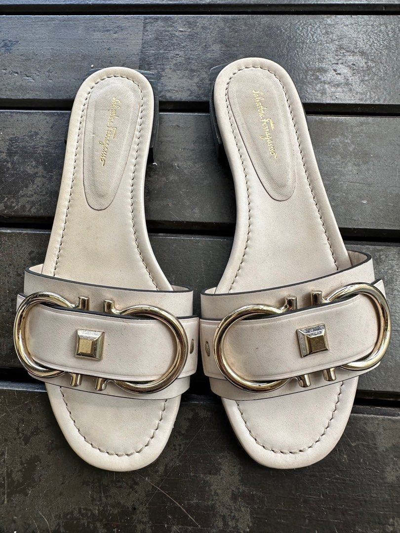 Salvatore ferragamo solar embellished leather slides online