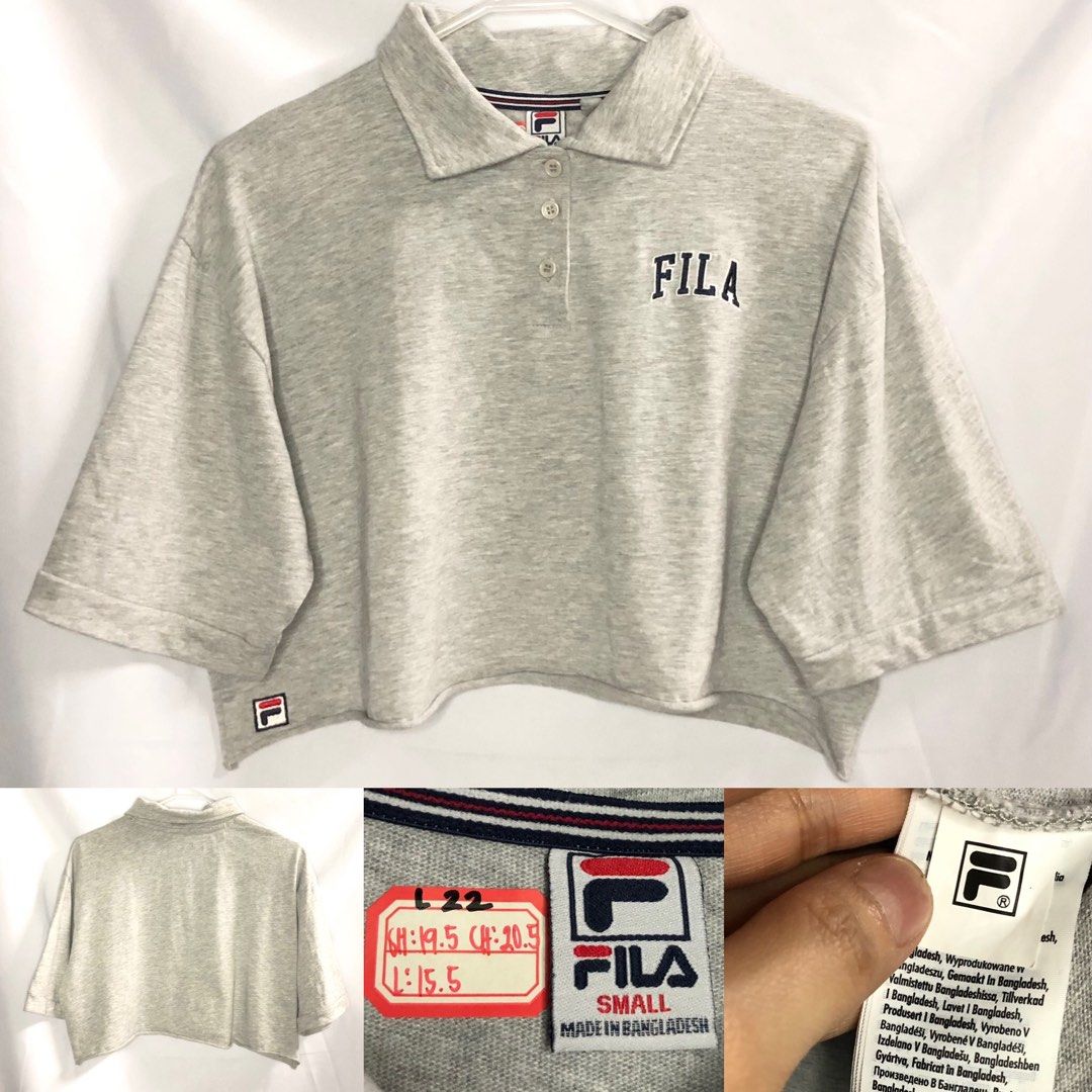 FILA Italia embroidered crest cropped polo shirt Women s Fashion