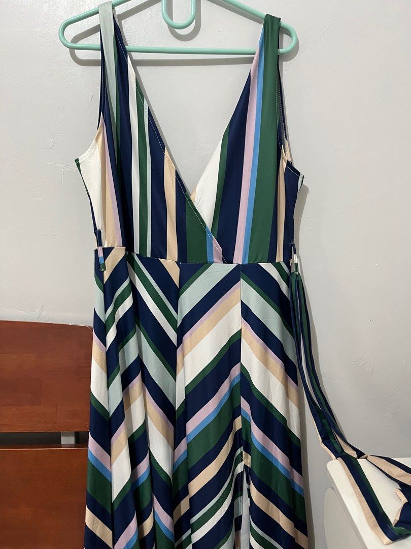 Formal Stripes Flowy Dress