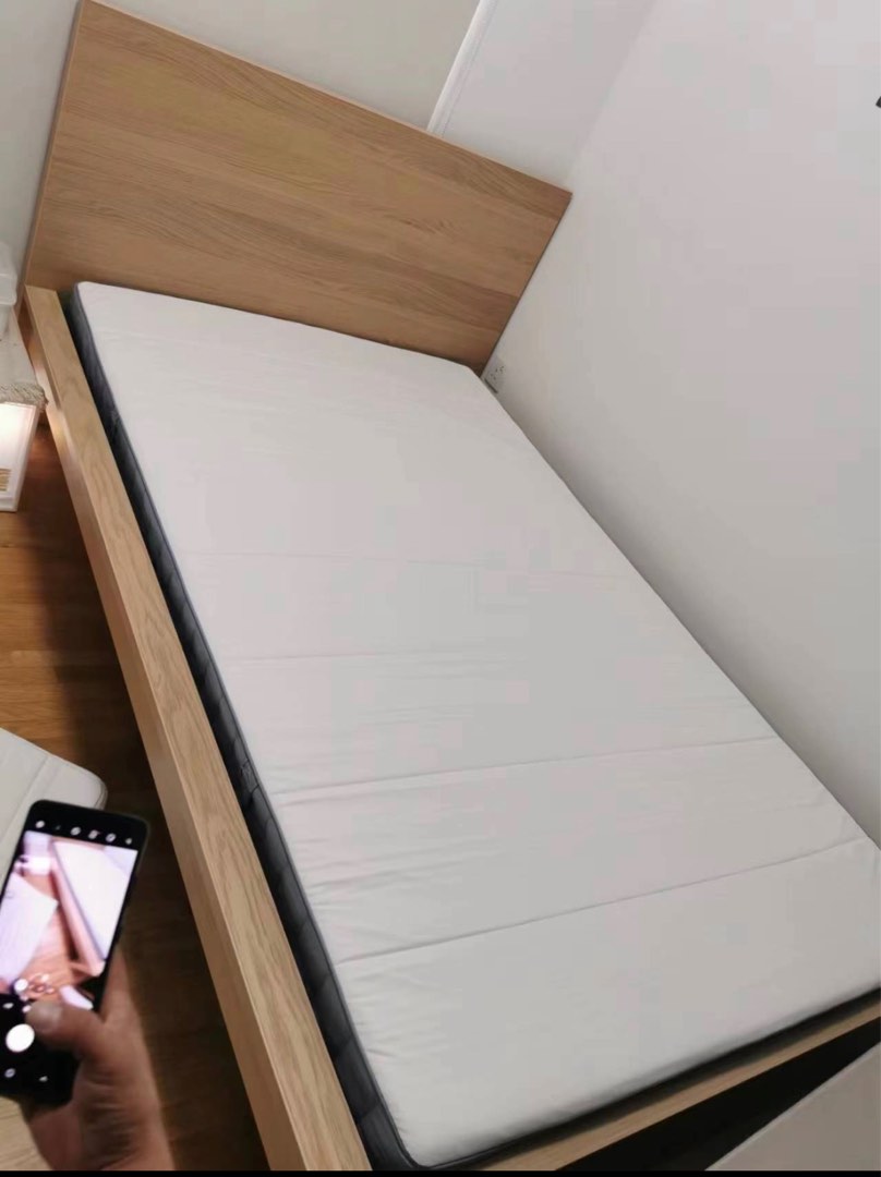 Free delivery IKEA Super single size bed frame and mattress, Furniture