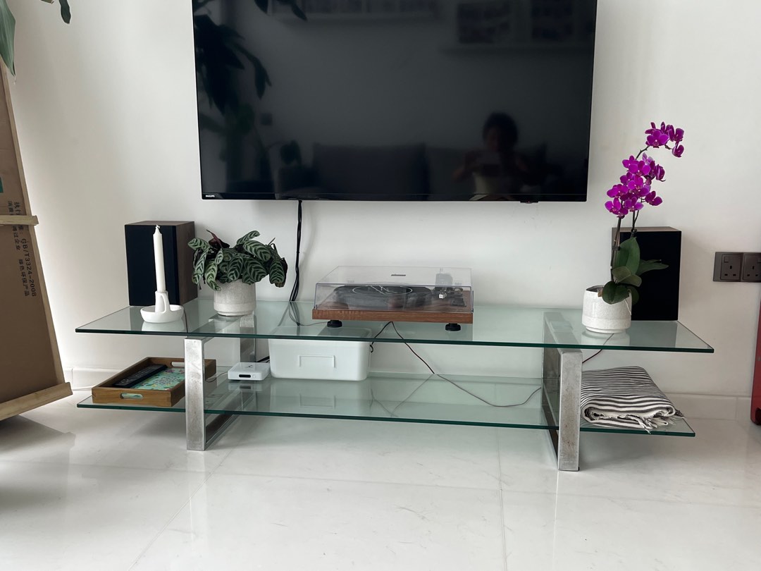 Glass TV Console, Furniture & Home Living, Furniture, TV Consoles on