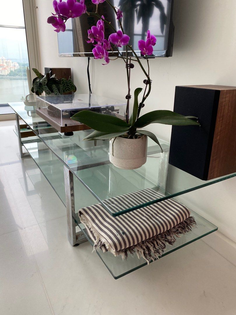 Glass TV Console, Furniture & Home Living, Furniture, TV Consoles on