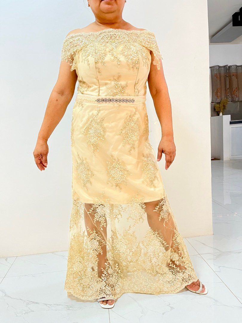 Mint green gown for ninang sales